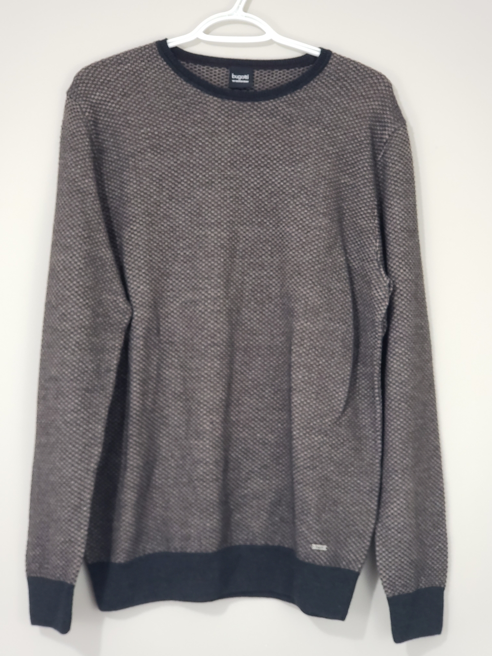 Bugatti Mens Textured Crew Neck Knit Wool Blend Sweater Large